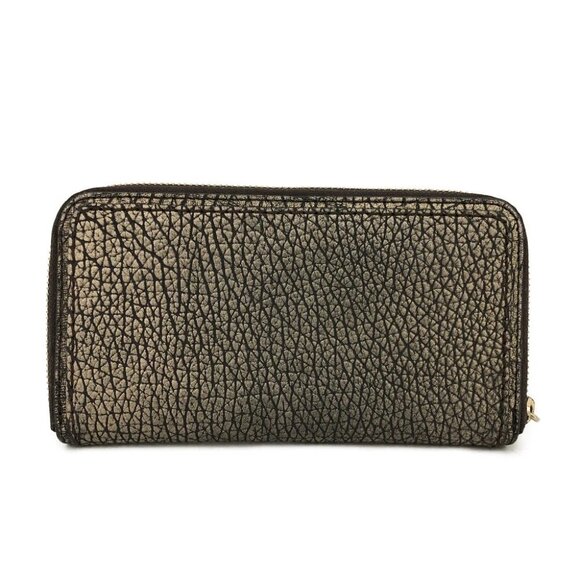 BURBERRY Logo Plate Leather Zip Around Long Wallet Gold/1D2740 - Picture 4 of 8